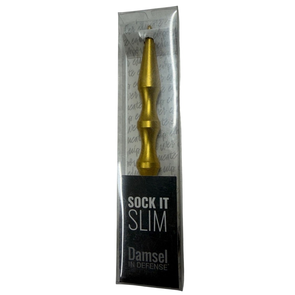 Damsel in Defense Sock It Slim Gold Personal Safety Keychain Tool NEW